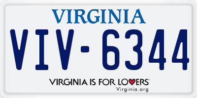 VA license plate VIV6344