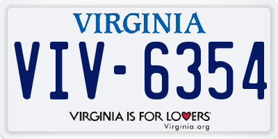 VA license plate VIV6354
