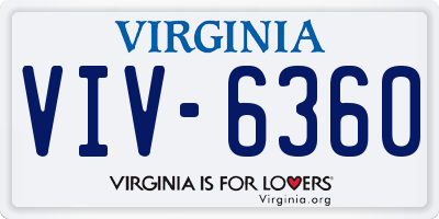 VA license plate VIV6360