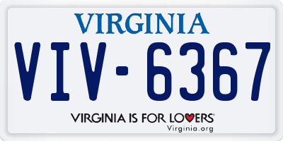 VA license plate VIV6367