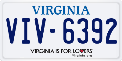VA license plate VIV6392