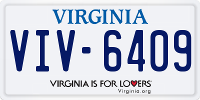 VA license plate VIV6409