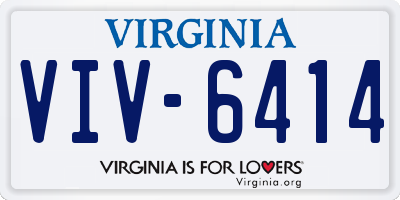 VA license plate VIV6414