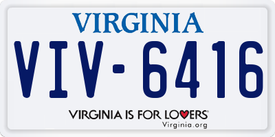 VA license plate VIV6416
