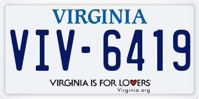 VA license plate VIV6419