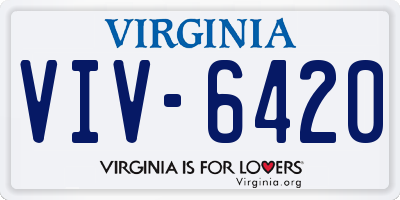 VA license plate VIV6420