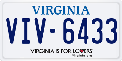 VA license plate VIV6433