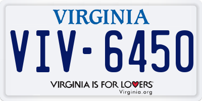VA license plate VIV6450