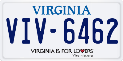 VA license plate VIV6462