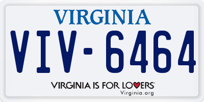 VA license plate VIV6464
