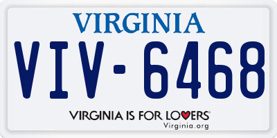 VA license plate VIV6468