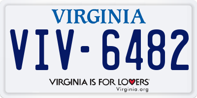 VA license plate VIV6482