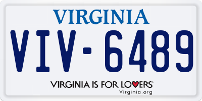 VA license plate VIV6489