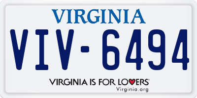 VA license plate VIV6494