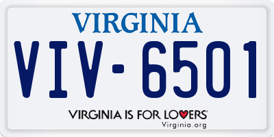 VA license plate VIV6501