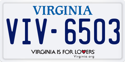 VA license plate VIV6503