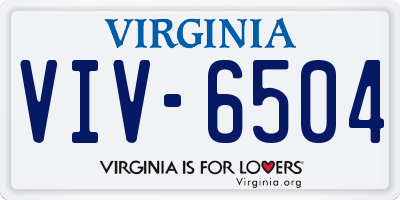VA license plate VIV6504