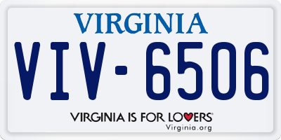 VA license plate VIV6506