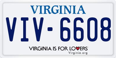 VA license plate VIV6608