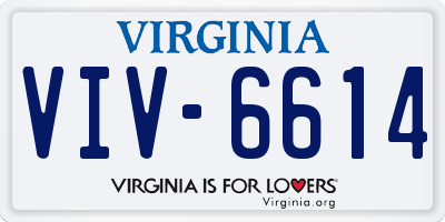 VA license plate VIV6614