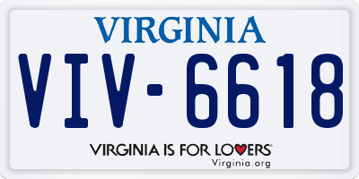 VA license plate VIV6618