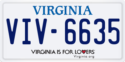 VA license plate VIV6635