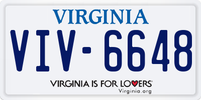 VA license plate VIV6648