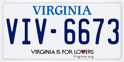 VA license plate VIV6673