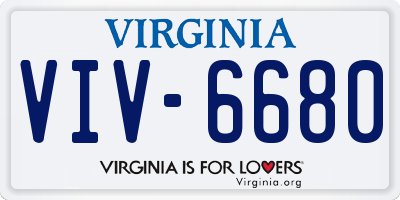 VA license plate VIV6680
