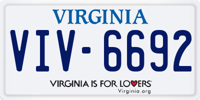 VA license plate VIV6692