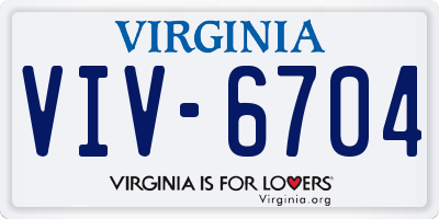 VA license plate VIV6704