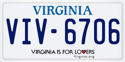 VA license plate VIV6706