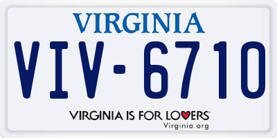 VA license plate VIV6710
