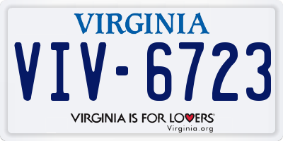 VA license plate VIV6723