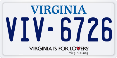 VA license plate VIV6726