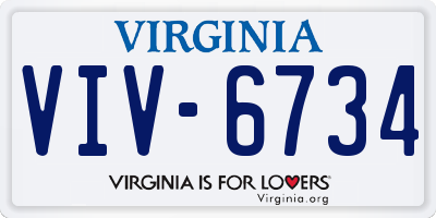 VA license plate VIV6734