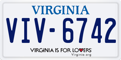 VA license plate VIV6742