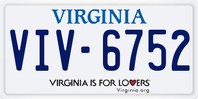 VA license plate VIV6752