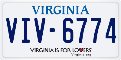 VA license plate VIV6774