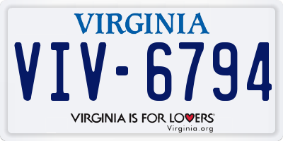 VA license plate VIV6794
