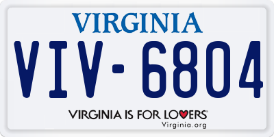 VA license plate VIV6804