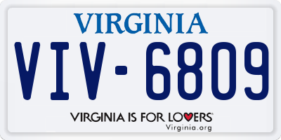 VA license plate VIV6809