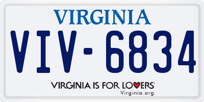 VA license plate VIV6834