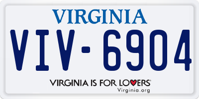 VA license plate VIV6904