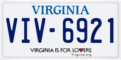 VA license plate VIV6921