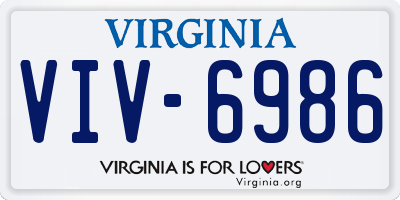 VA license plate VIV6986