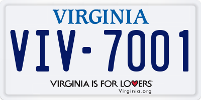 VA license plate VIV7001
