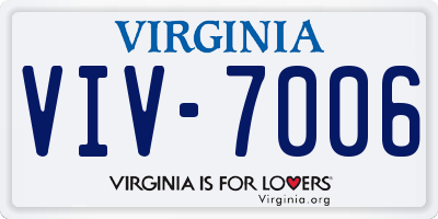 VA license plate VIV7006