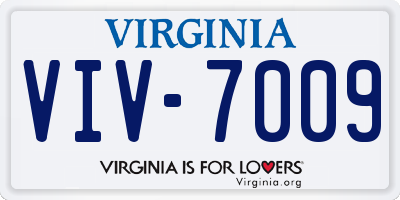 VA license plate VIV7009