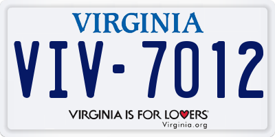 VA license plate VIV7012